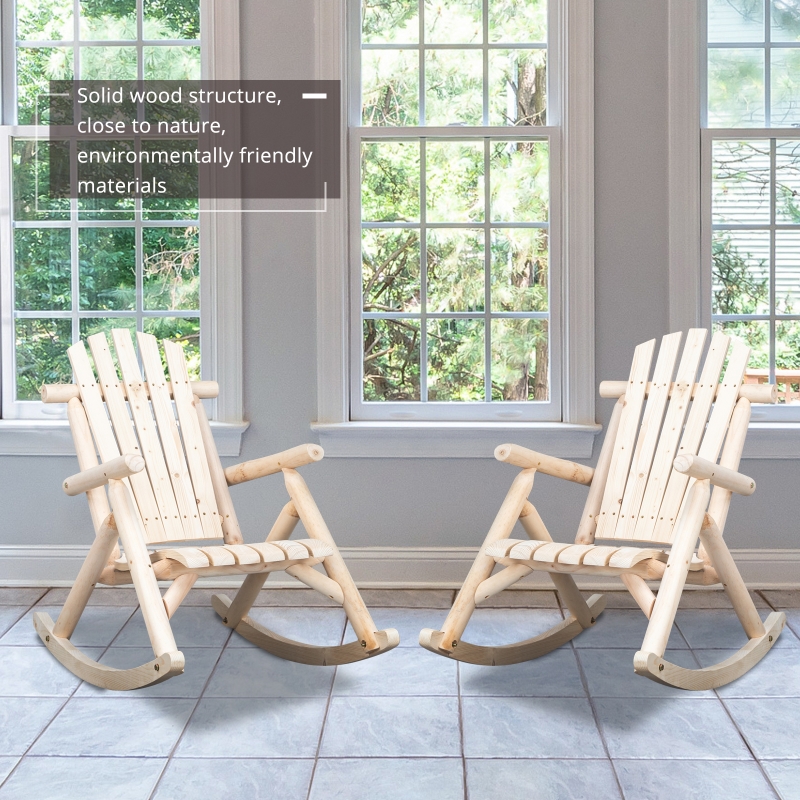 Wood Sea Rocker ITopRoad Wood Rocking Chair, Patio Seat w/ Armrest, Original Color ...